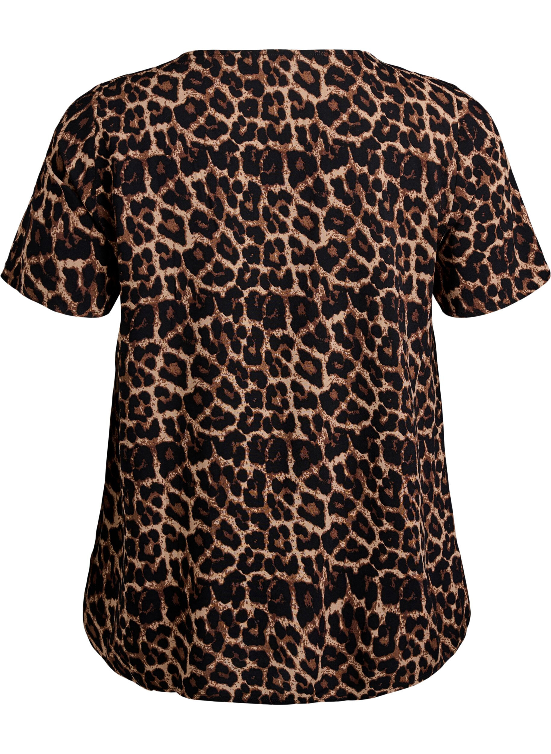 ZizzifashionShort sleeve viscose blouse with print, Brown, Packshot image number 1
