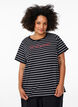 Striped T-shirt with text print, Black, Model image number 0