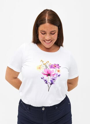 T-shirts with floral motif, Bright W. w. Flower, Model image number 0