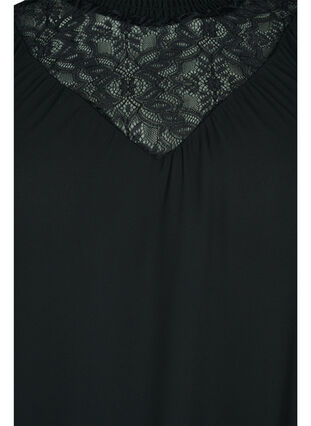 Top with lace and smock, Black, Packshot image number 2