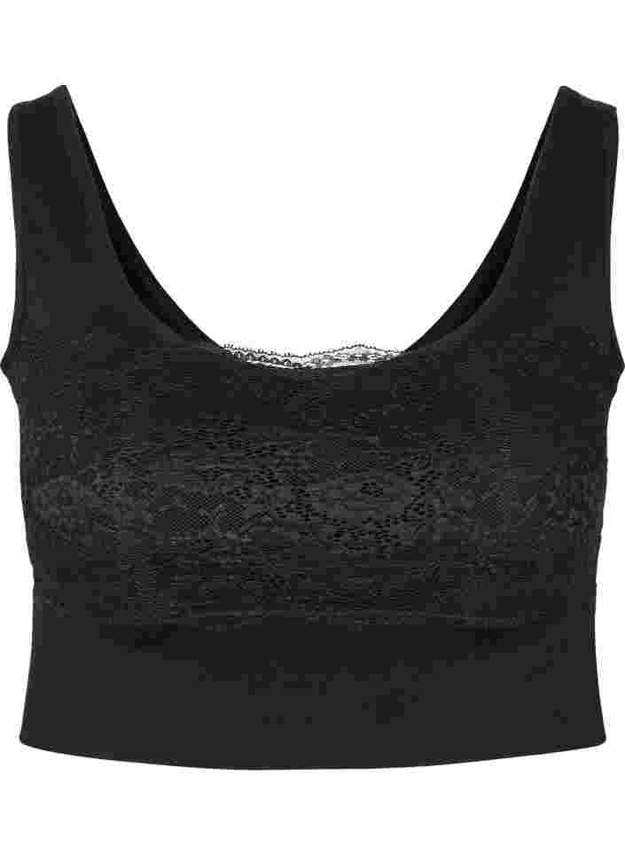 Lace detail bra, Black, Packshot image number 0