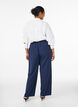 High-waisted trousers with belt detail and gold buckle, Blue, Model image number 1
