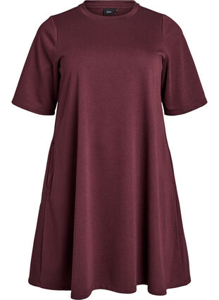 Knee-length jersey dress with pockets and A-line shape - Dark Bordeaux - Sz. 40-64 - Zizzifashion Knee-length jersey dress with pockets and A-line shape - Dark Bordeaux - Sz. 40-64 - Zizzifashion