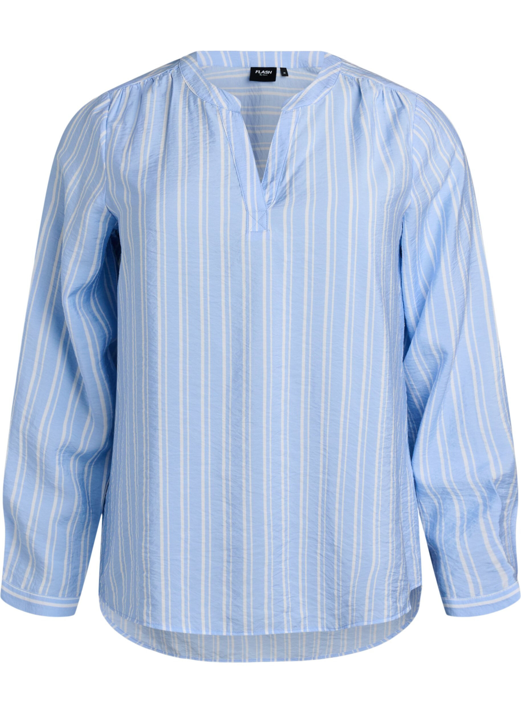 Zizzifashion FLASH - Striped shirt blouse with V-neck, Light Blue, Packshot image number 0