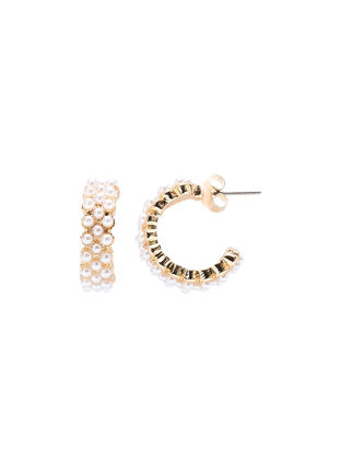Hoops with small beads, Gold w. Pearl, Packshot image number 2