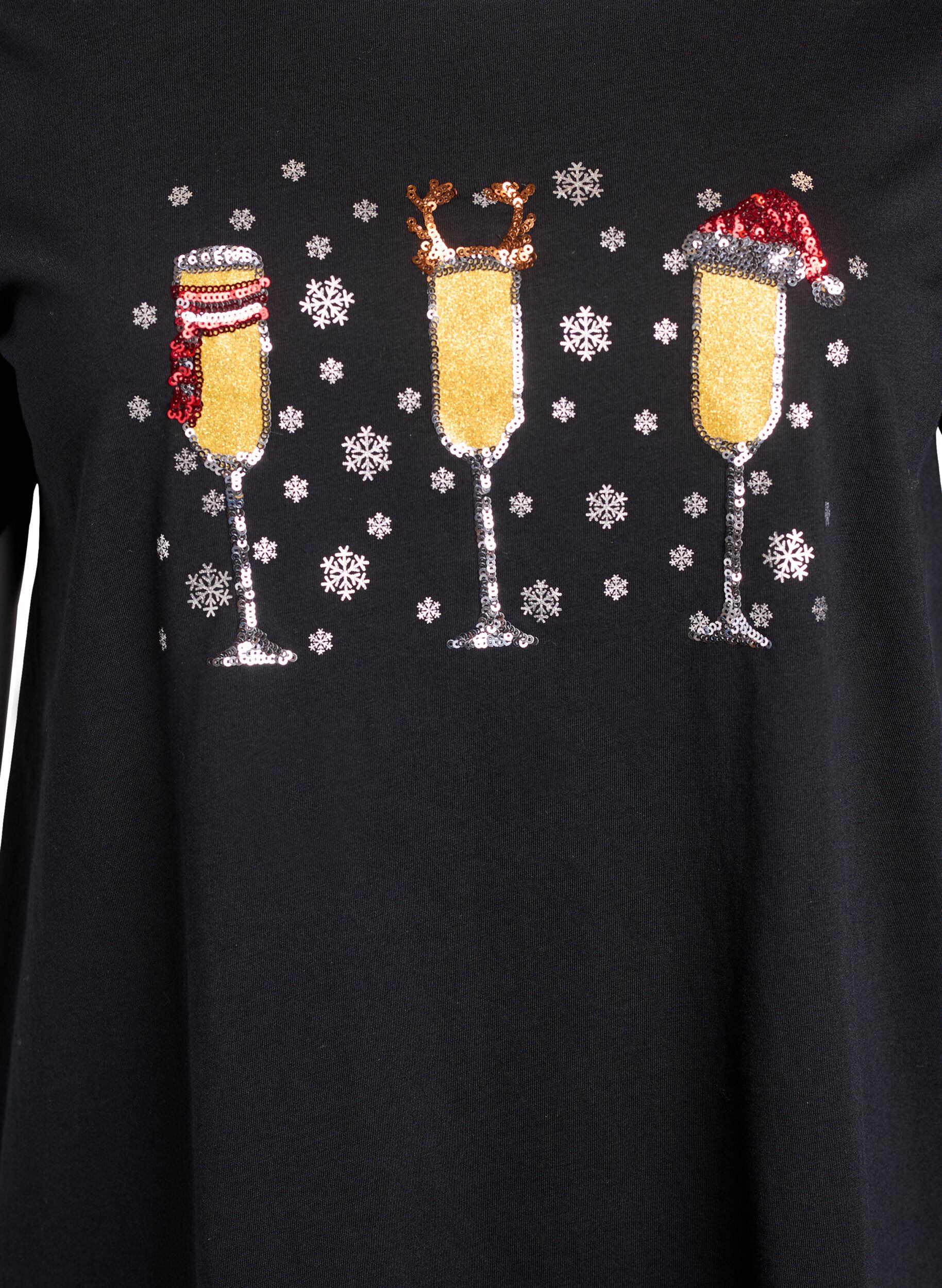 Zizzifashion Christmas t-shirt in organic cotton, Black, Packshot image number 2