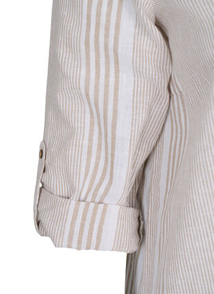 Striped dress made with cotton and linen, White Taupe Stripe, Packshot image number 3