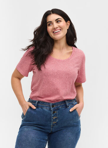 Printed cotton t-shirt, Blush Dot, Model image number 0