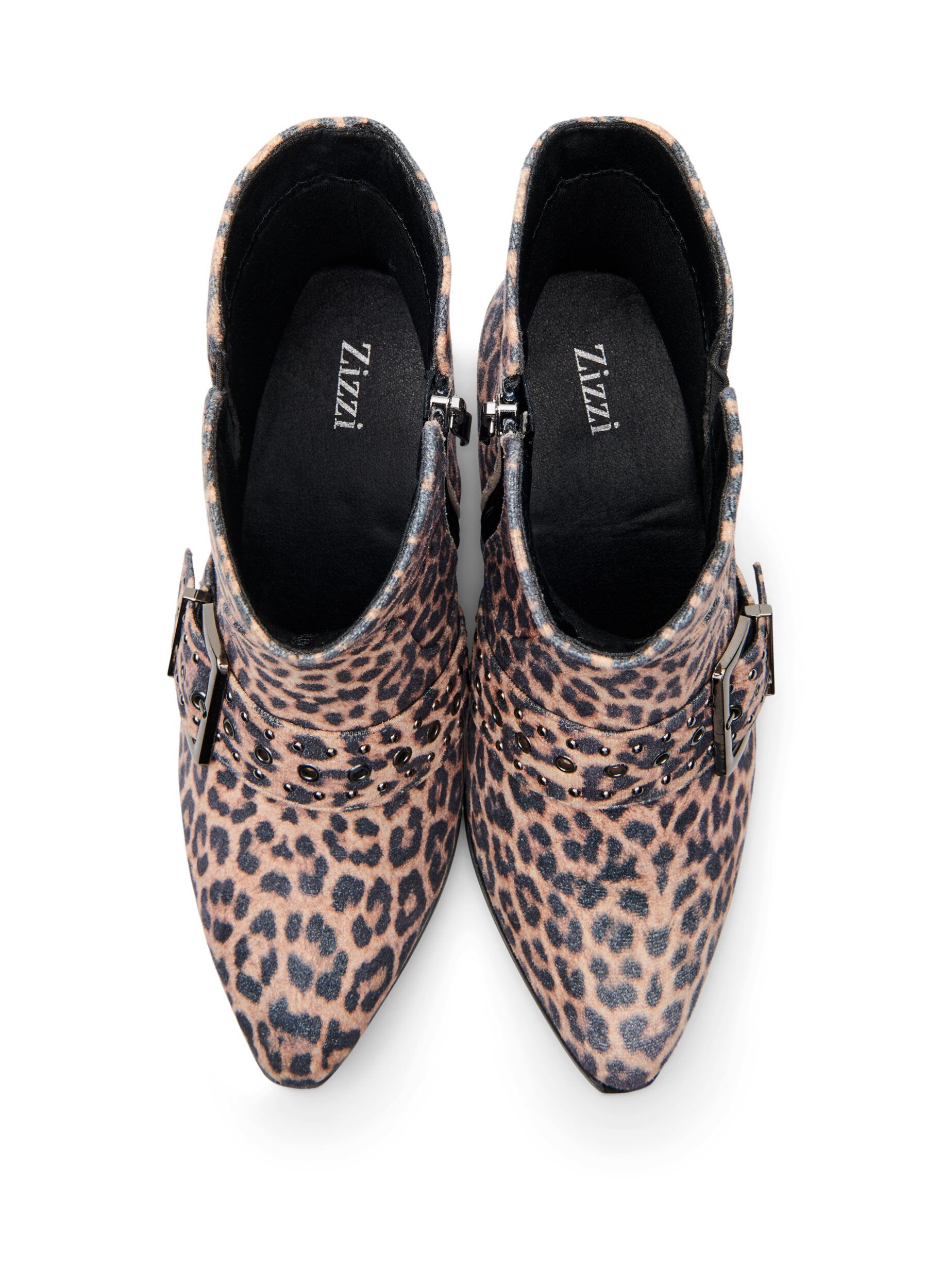 Zizzifashion Wide fit - Leopard print ankle boot with buckle and studs, Brown, Packshot image number 2