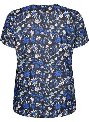 FLASH - T-shirt with floral print, Black Blue Green AOP, Packshot image number 1