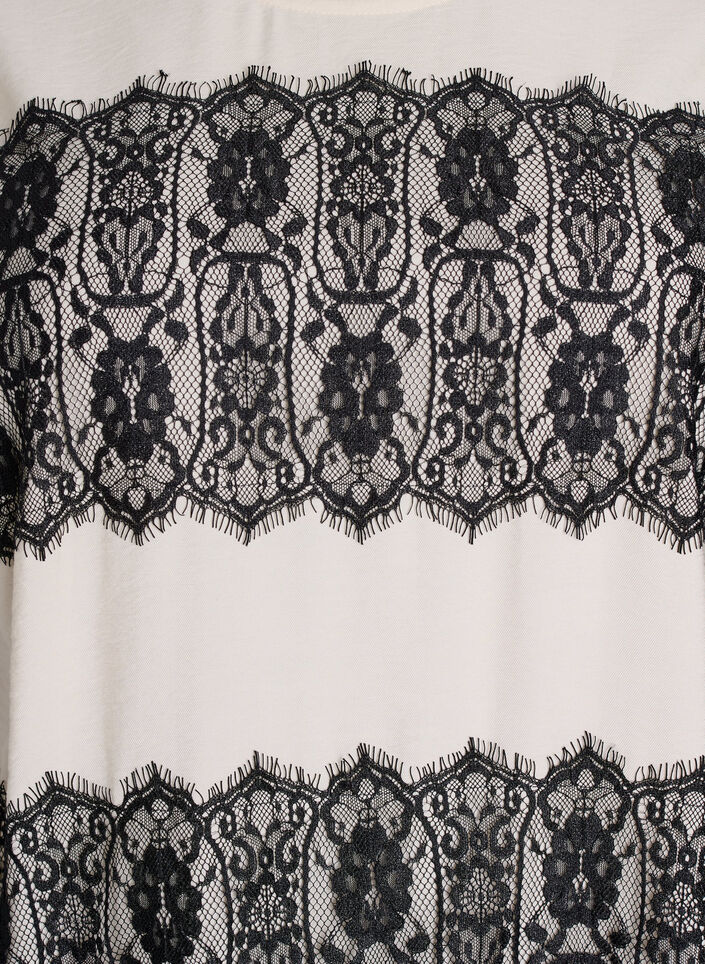 Short dress with contrasting lace panels, Beige, Packshot image number 2