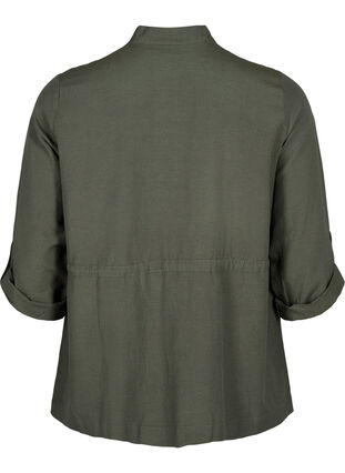 Linen blend shirt with pockets, Thyme, Packshot image number 1