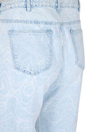 Cropped Mille mom jeans with print, Light blue denim, Packshot image number 3