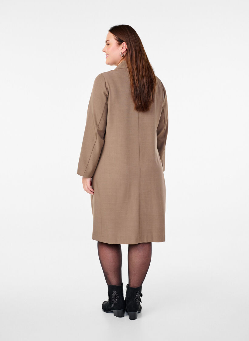 Double-breasted blazer dress, Walnut, Model image number 1