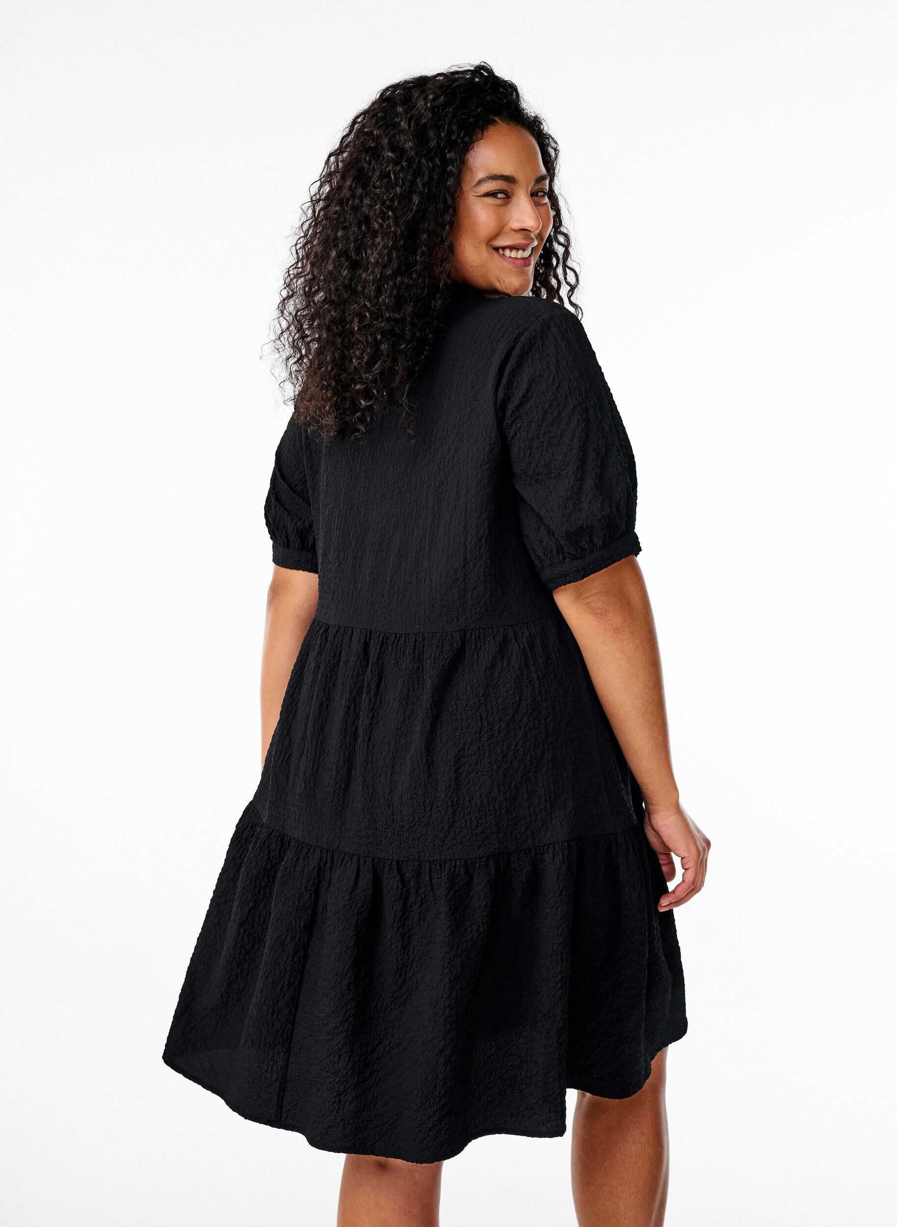 ZizzifashionShort A-line dress, Black, Model image number 2