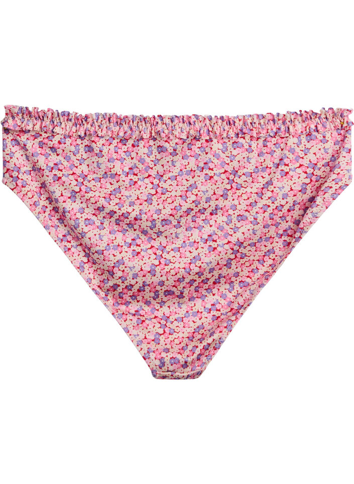 Floral tai bikini briefs with a ruched edge, Rose, Packshot image number 1