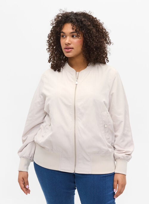 Bomber jacket with pockets and ribbed fabric