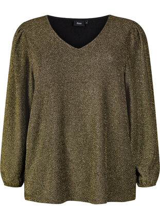 Top with glitter and long sleeves, Black Gold, Packshot image number 0