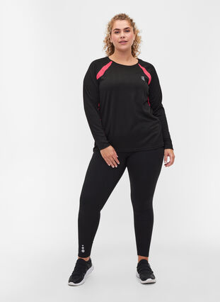 Ski base layers top with long sleeves, Black, Model image number 2