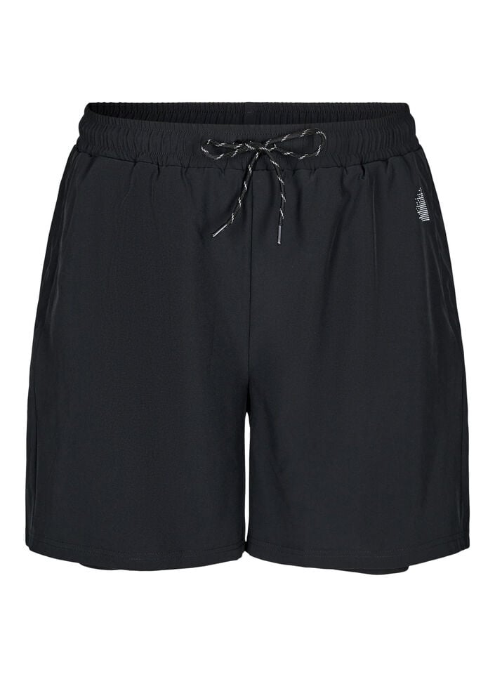 Workout shorts with inner shorts, Black, Packshot image number 0