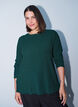 Textured blouse with wavy edges, Green, Model image number 0