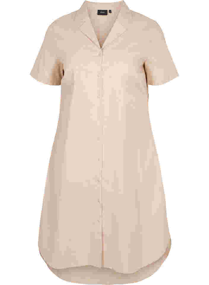 Long cotton shirt with short sleeves, Humus, Packshot image number 0