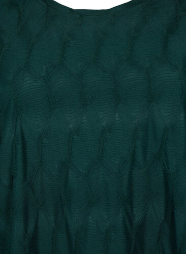FLASH - Dress with texture and 3/4 sleeves, Scarab, Packshot image number 2