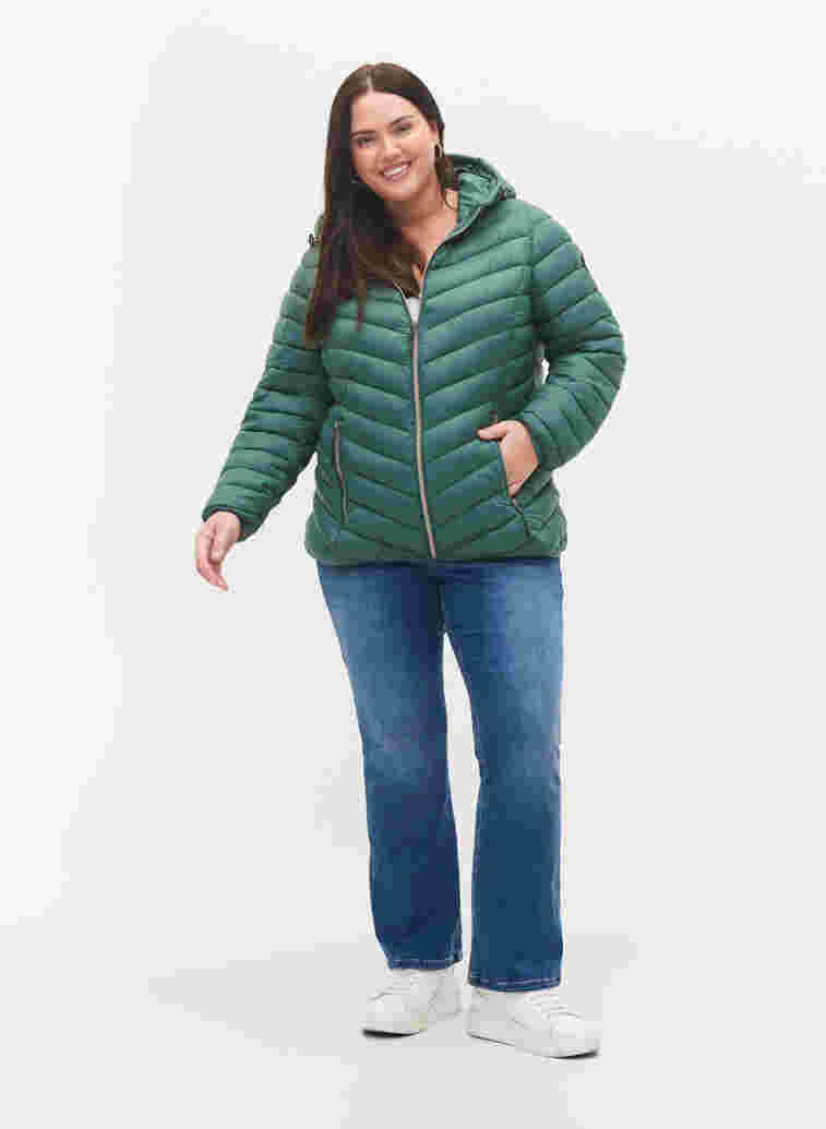 Lightweight jacket with hood, Mallard Green, Model image number 3