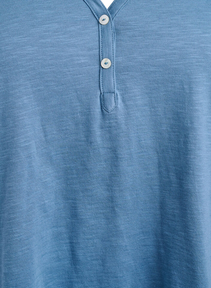 FLASH - T-shirt with button detail, Blue, Packshot image number 2