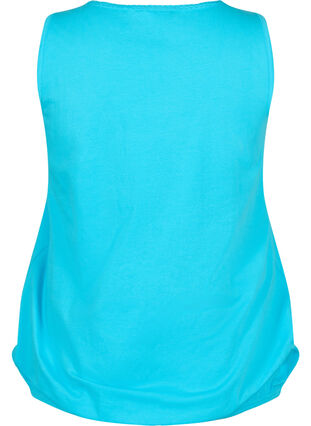 Cotton top with round neck and lace trim, Blue Atoll, Packshot image number 1