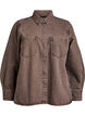 Coloured denim shirt with chest pockets, Brown, Packshot image number 0