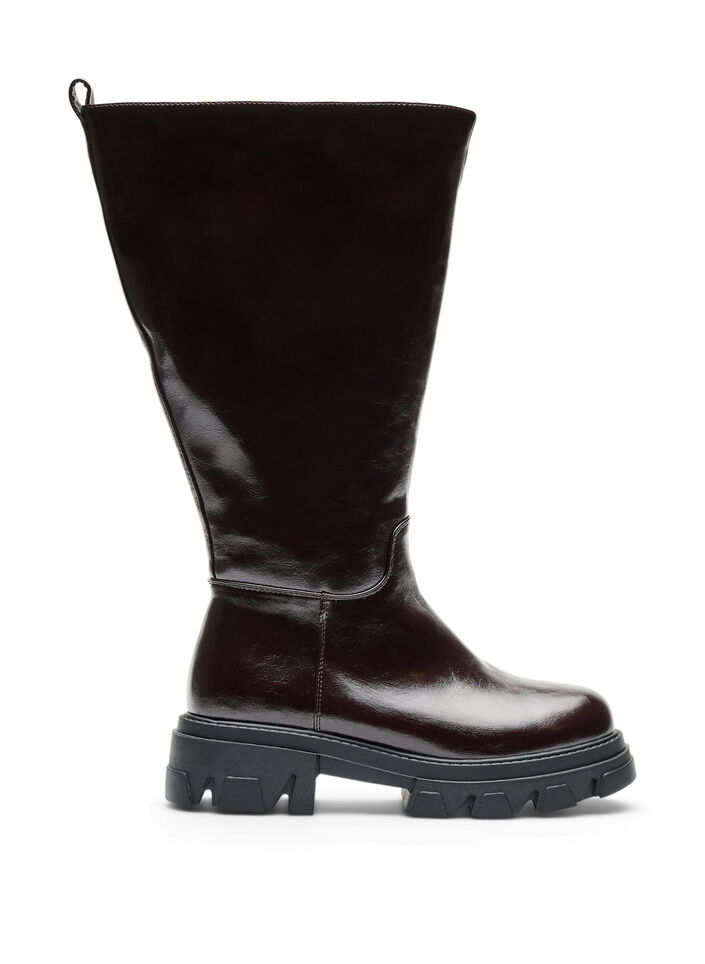 Long boot with a slightly crackled look, Brown, Packshot