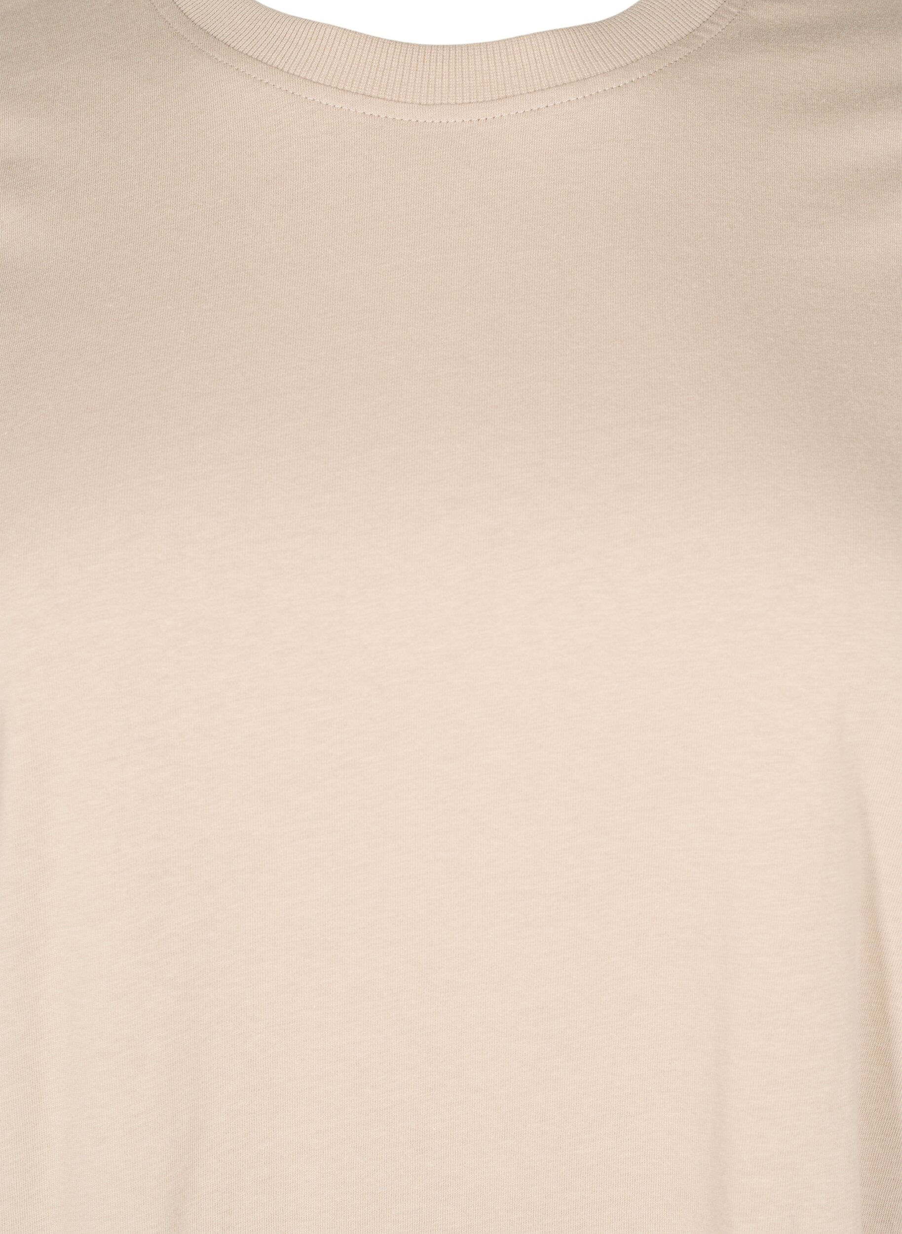 ZizzifashionBasic cotton T-shirt with round neck, Beige, Packshot image number 2