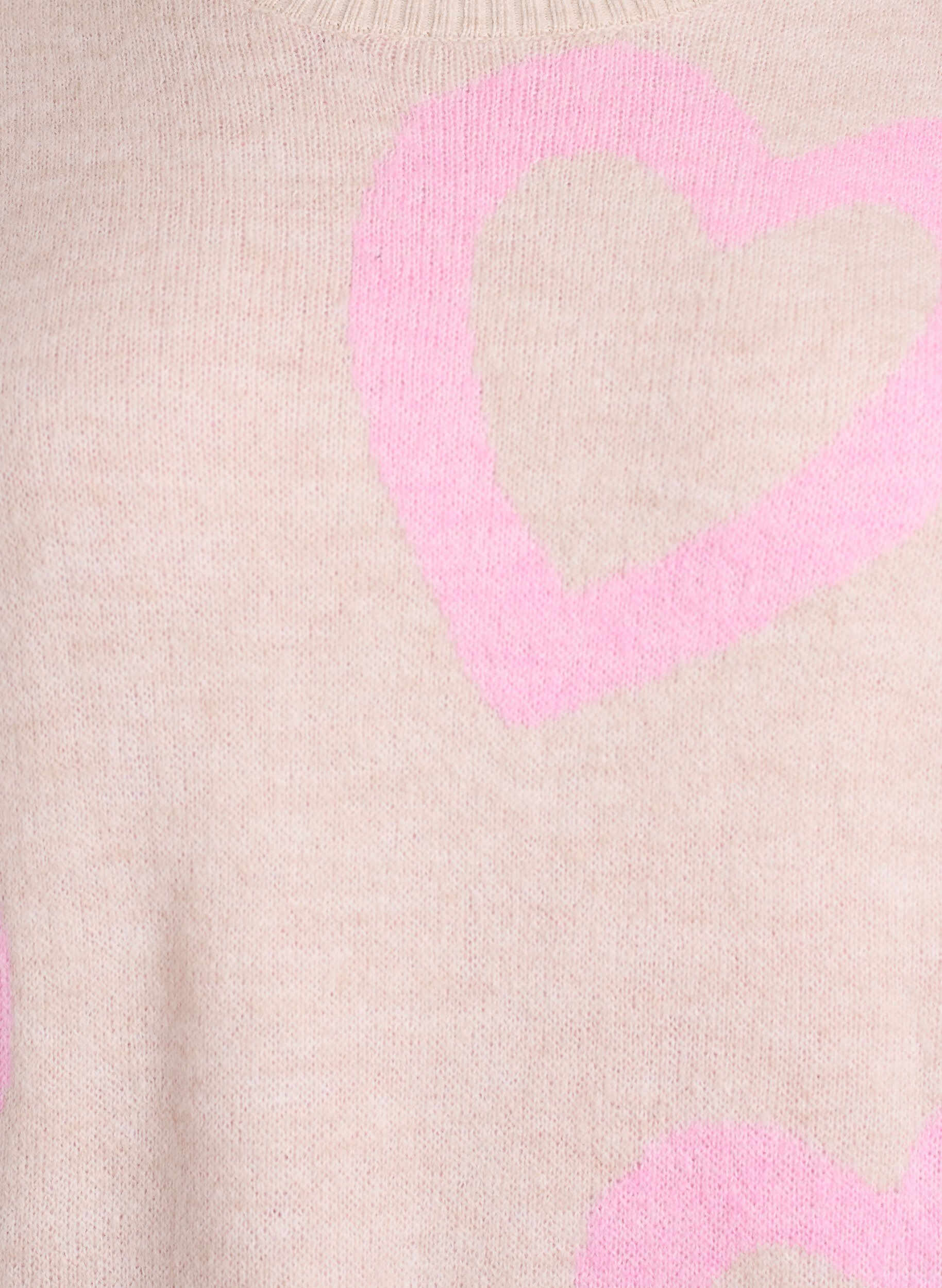Zizzifashion Knit blouse with large hearts and round neckline, Beige, Packshot image number 2