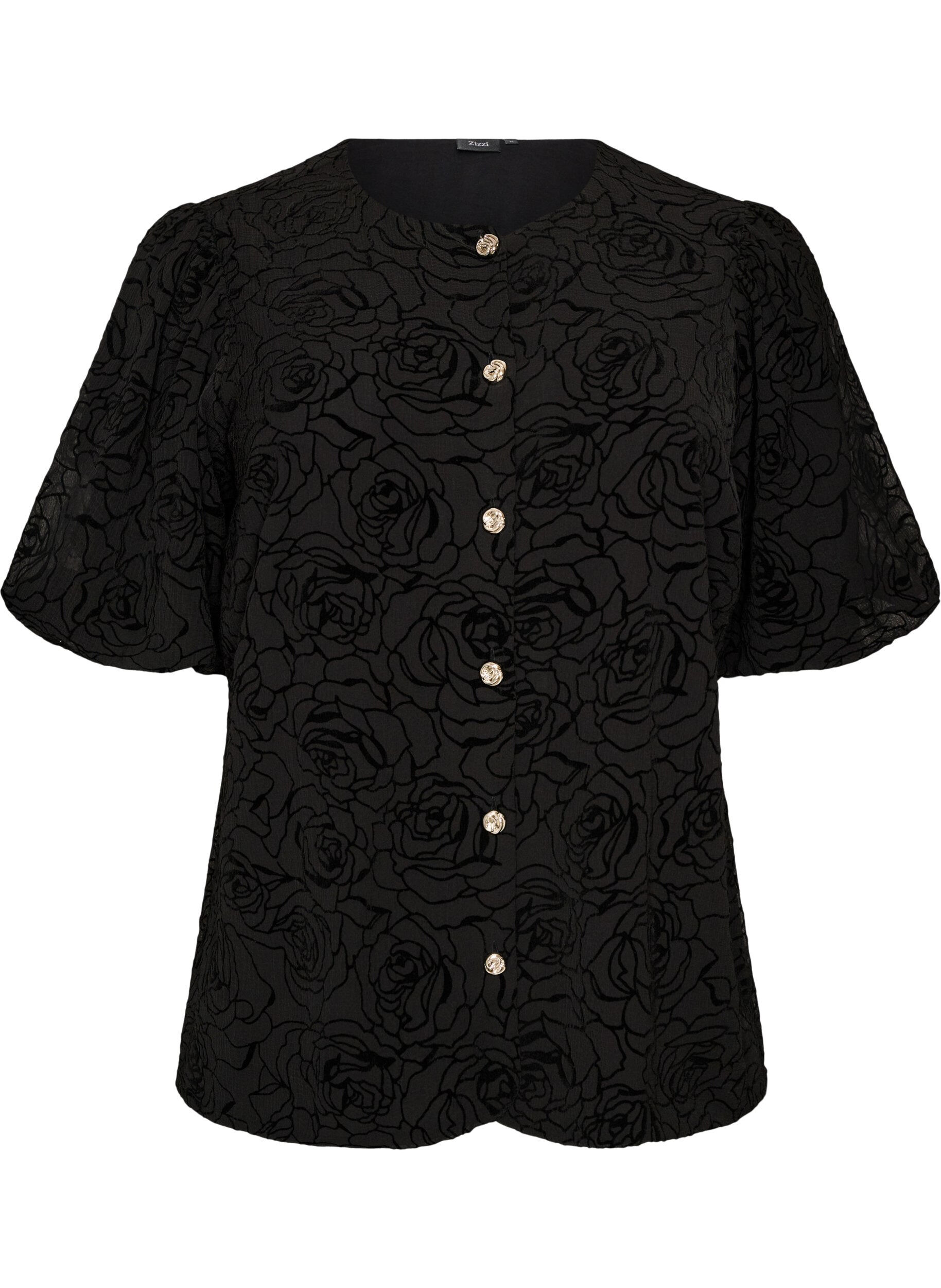 Blouse with floral pattern and balloon sleeves