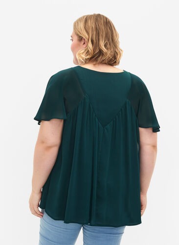  Plain top with batwing sleeves and V-neck, Ponderosa Pine, Model image number 1