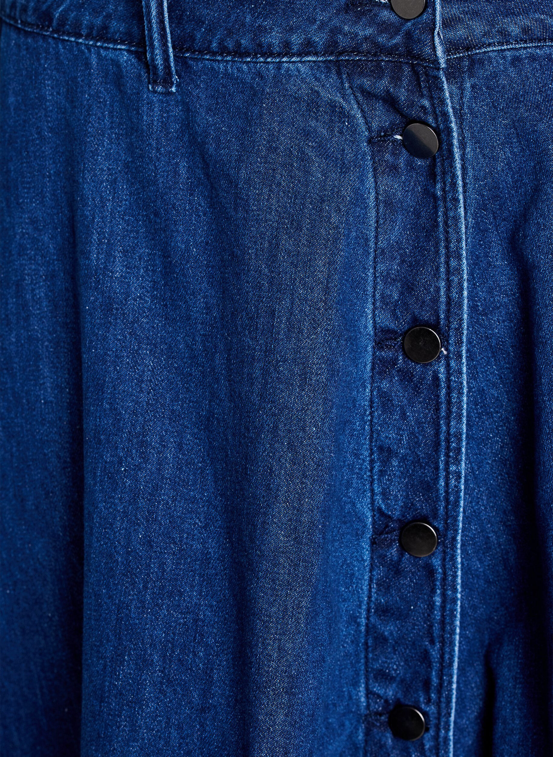 Zizzifashion A-line denim skirt with button fastening, Blue, Packshot image number 2