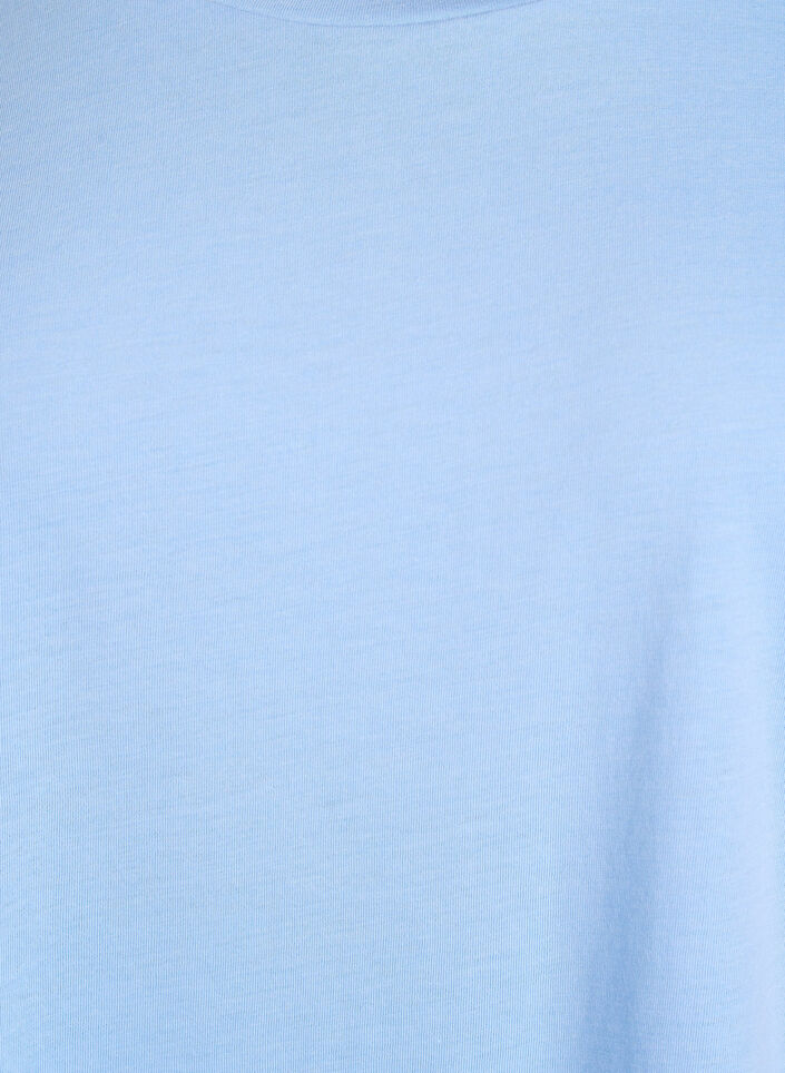 Short-sleeved cotton blend t-shirt, Blue, Packshot image number 2