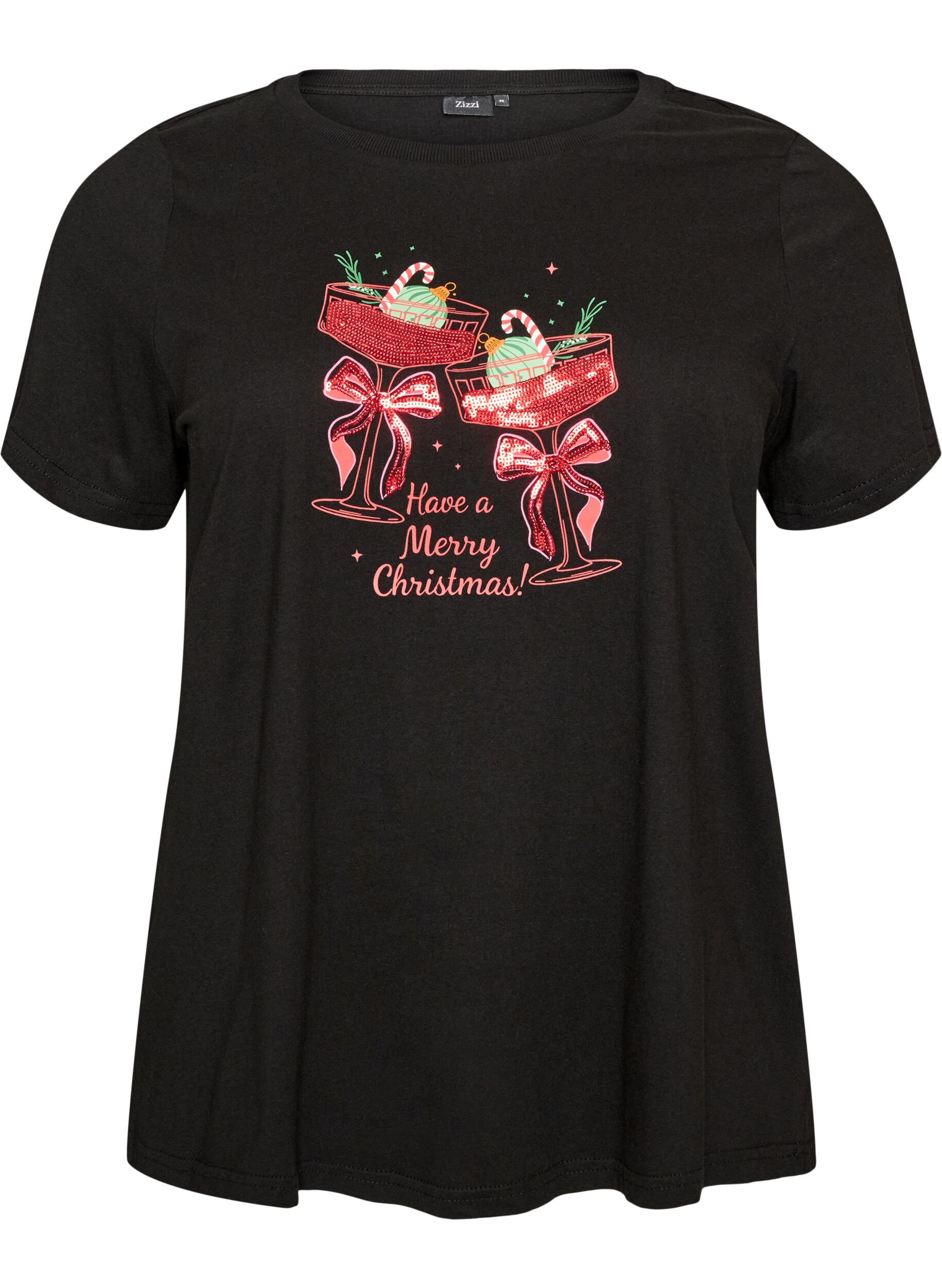 ZizzifashionChristmas t-shirt in organic cotton, Black, Packshot image number 0