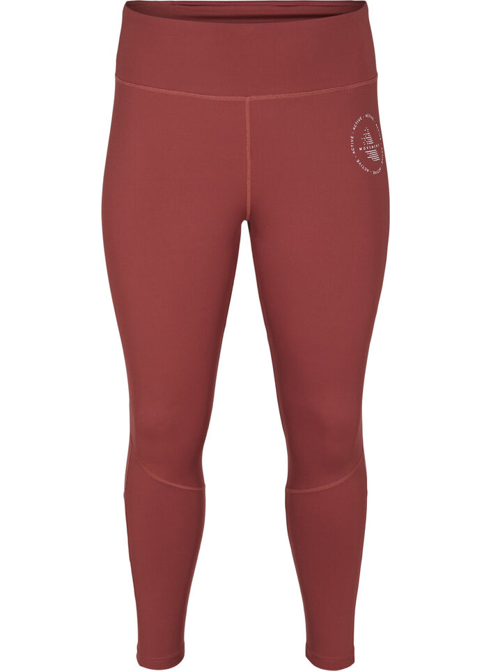 Solid-coloured gym leggings, Sable, Packshot image number 0