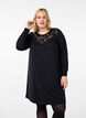 Short sweat dress with lace detail, Black, Model image number 0