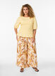 Smock blouse with a ruffle hem and boat neck, Yellow, Model image number 1