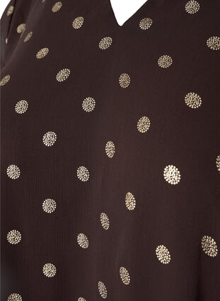 Printed blouse with v-neckline, Fudge/Gold Dots, Packshot image number 2