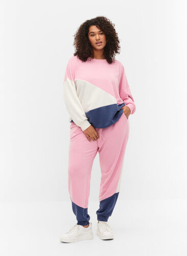 Sweatpants with colour block, C. Pink C. Blocking, Model image number 0
