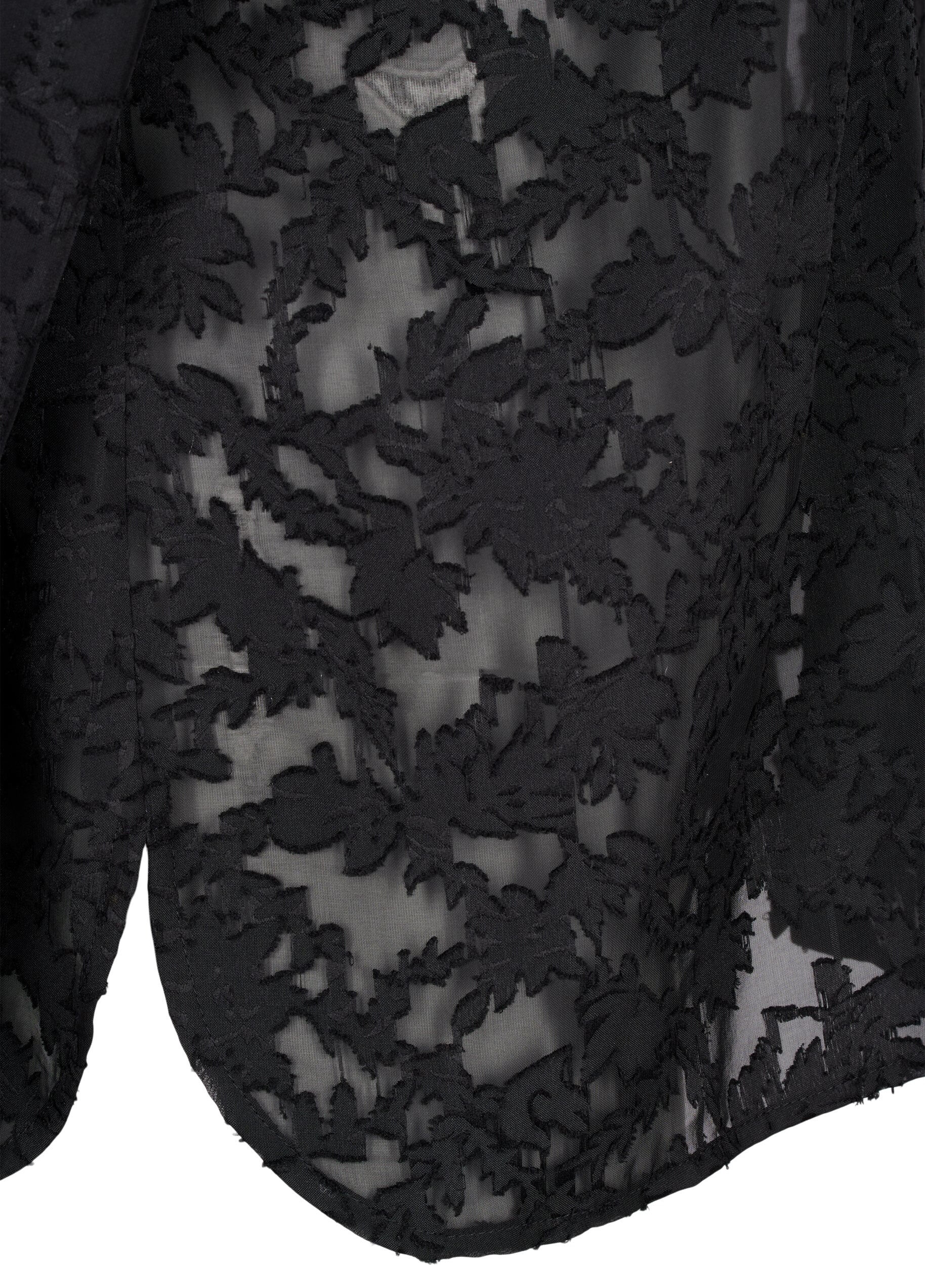 Zizzifashion Jacquard shirt with buttons, Black, Packshot image number 3