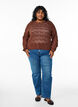 Loose knitted blouse with eyelet pattern, Brown, Model image number 1
