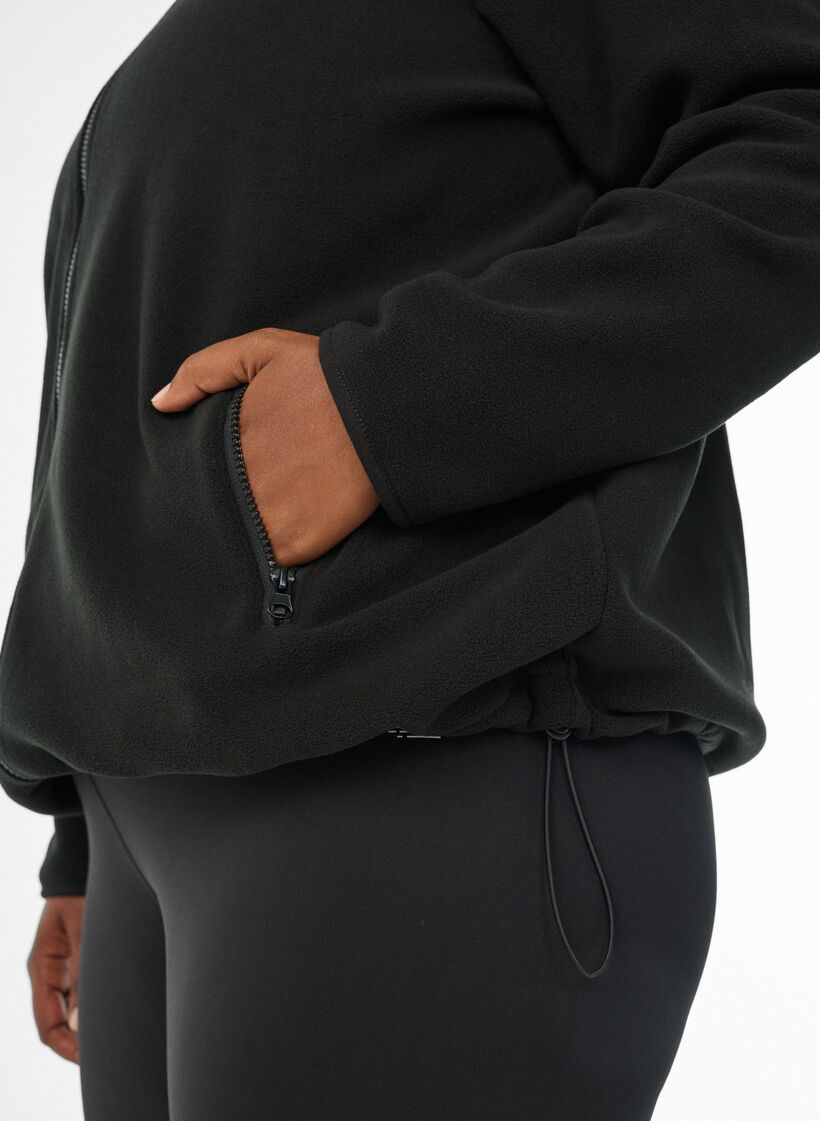 Fleece jacket with pockets, Black, Model image number 3