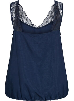 Top with lace and an elasticated hem , Navy Blazer, Packshot image number 1