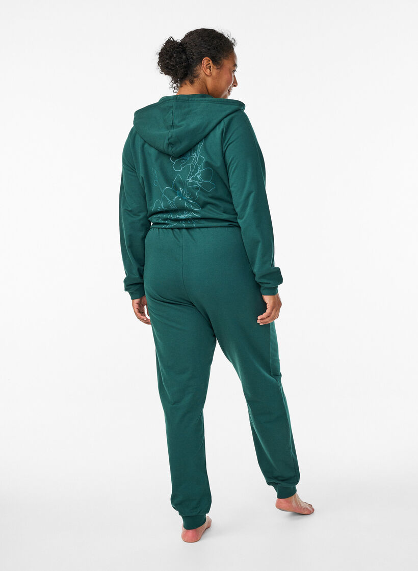 High-waisted cotton sweatpants, Green, Model image number 1