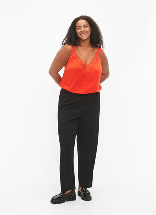 FLASH - Top with v-neck and lace edge, Orange.com, Model image number 2